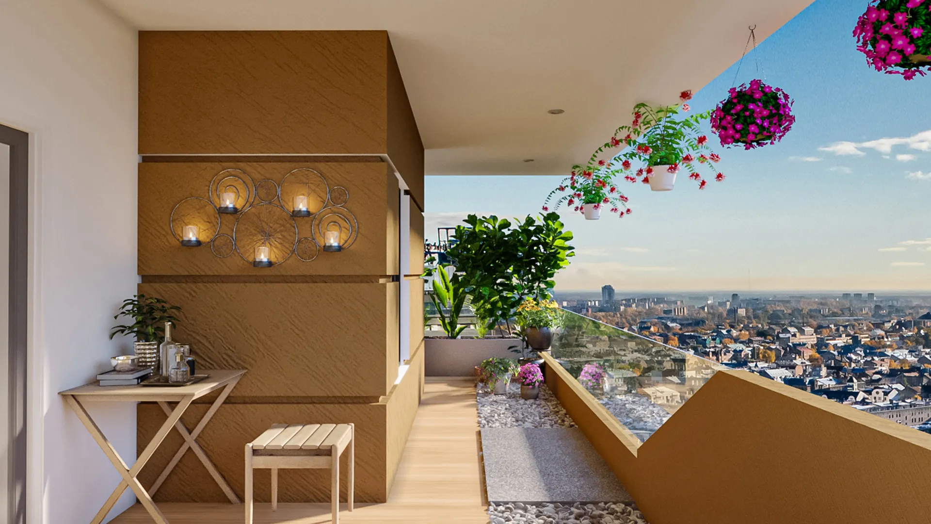 Private balcony with panoramic city views