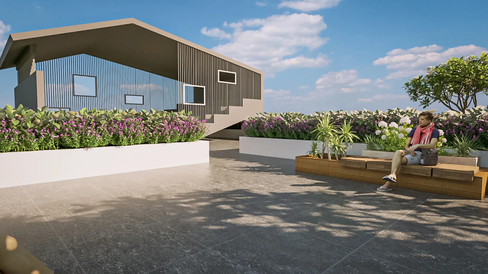Terrace garden with seating area