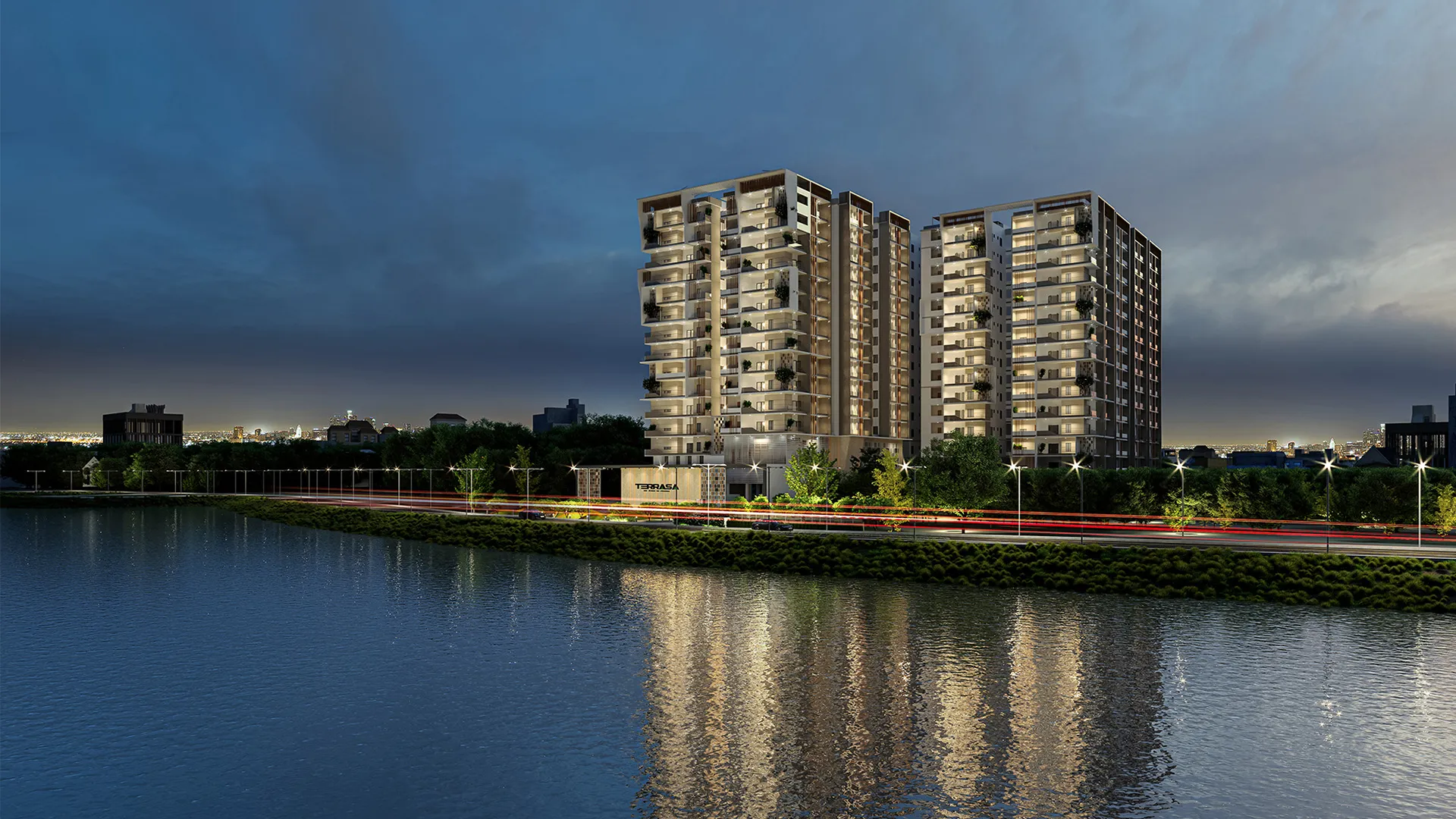 Terrasa lakeside night view